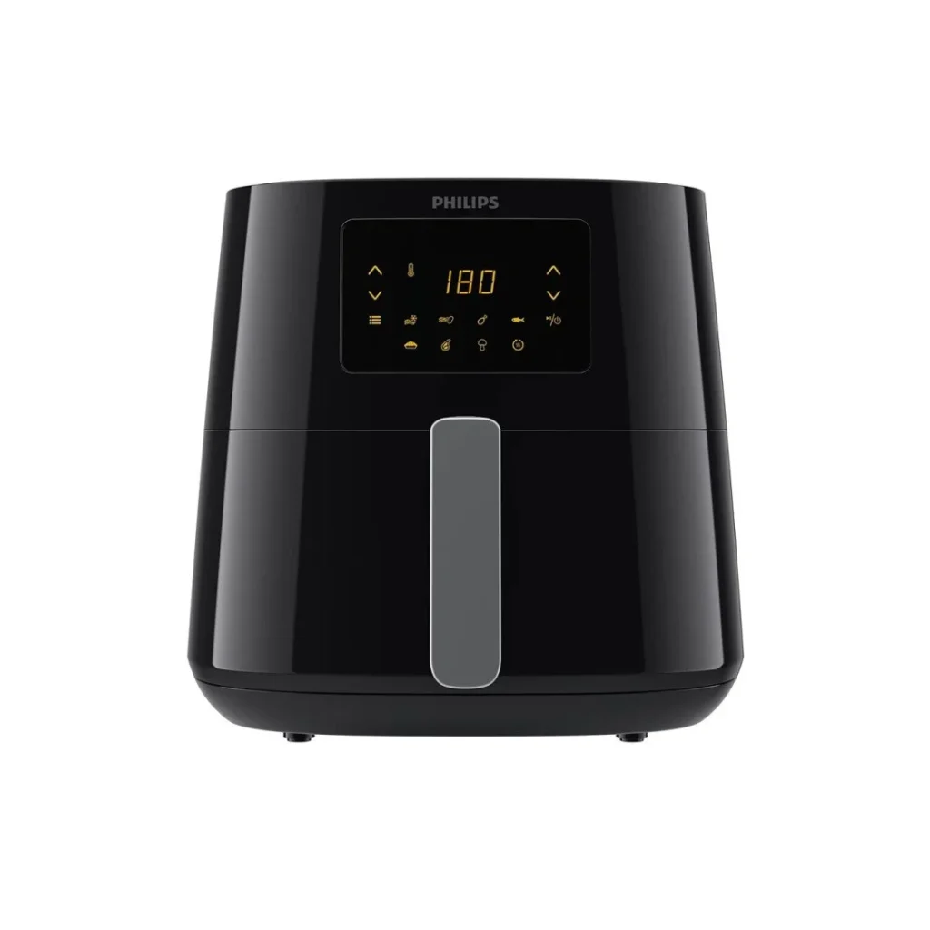Front view of Philips Airfryer XL 6.2 Litres HD9270/70 with digital touch display and Rapid Air Technology.