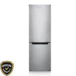 Samsung 310 Liters Bottom Mount Refrigerator with eye-level refrigeration and sleek silver finish.