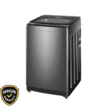 Side-View-Haier 13 KG Top Load Automatic Washing Machine in dark grey finish with digital control panel and glass lid.