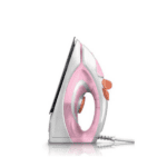 Philips GC1920/40 Steam Iron 1900 Series in pink and white color with spray nozzle and ergonomic handle.