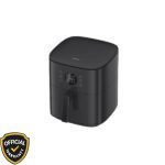 Side view of Xiaomi Air Fryer 6.5L Black (MAF-W6051) with digital touch control panel and official warranty badge.
