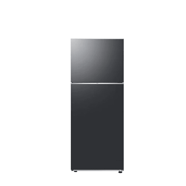 Samsung 415 Liters Top Mount Freezer Refrigerator with Metallic Silver Finish and All-around Cooling.