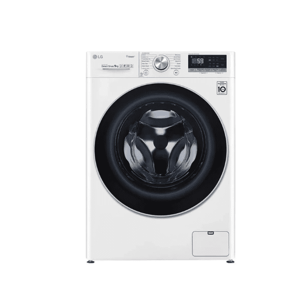 LG 9kg Fully Automatic Front Load Washing Machine FV1409S3W with AI DD and Steam technology in White.