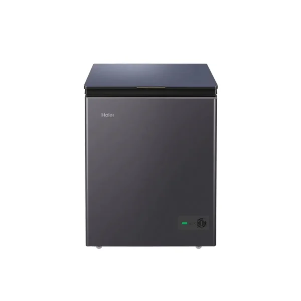 Haier 142 Liter Chest Freezer HCF-175SGM featuring a mechanical temperature knob and charcoal grey body.