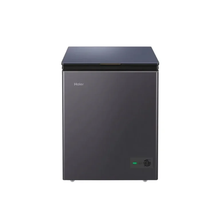 Haier 142 Liter Chest Freezer HCF-175SGM featuring a mechanical temperature knob and charcoal grey body.