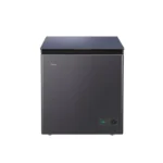 Haier 200 Liter Chest Freezer HCF-230SGM charcoal grey color with mechanical temperature control knob and status lights.