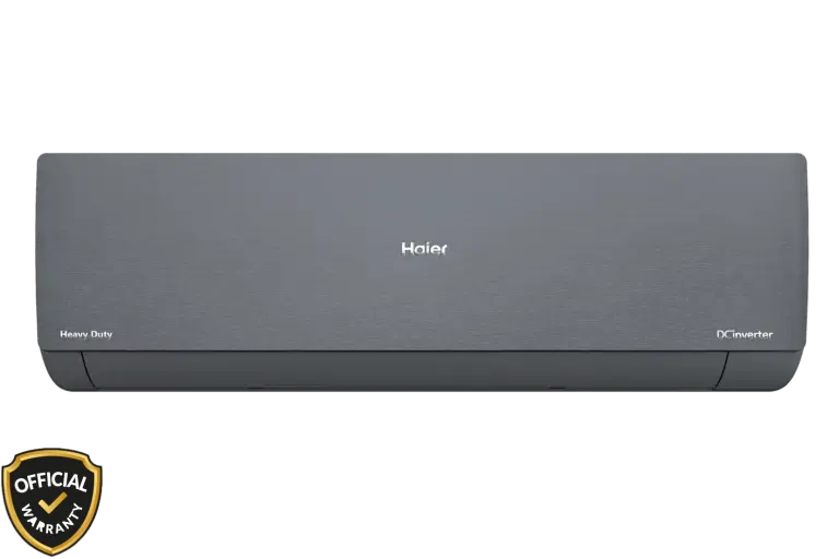 Front view of Haier 1.6 Ton Inverter Pro X6 AC HSU-19Gravity Gravity AI Series in metallic grey finish.