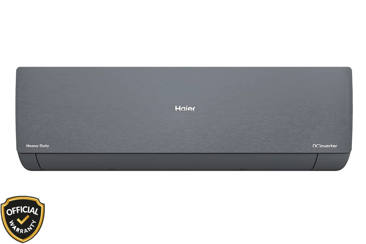 Haier Inverter Pro X6 AC HSU-19Gravity Front view of Haier 1.6 Ton Inverter Pro X6 AC HSU-19Gravity Gravity AI Series in metallic grey finish.