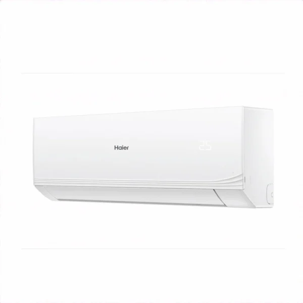 Left view of Haier 1 Ton Non Inverter Air Conditioner 12Aquacool with digital LED display.