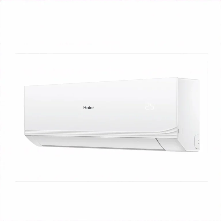 Left view of Haier 1 Ton Non Inverter Air Conditioner 12Aquacool with digital LED display.