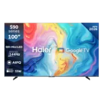 Haier 100 Inch S90 QD-Mini LED 4K Google TV featuring 144Hz refresh rate