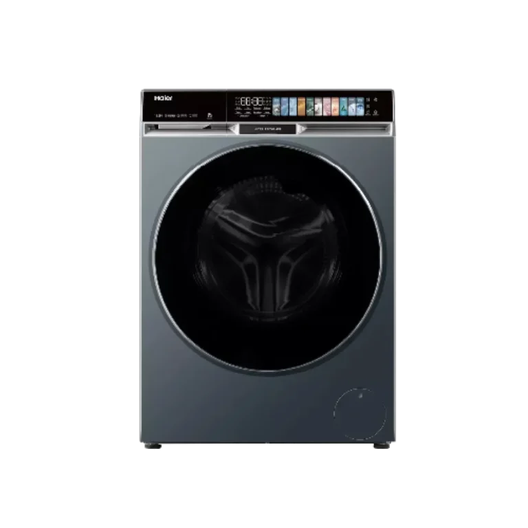 Haier All-in-One Front Load Washer Dryer 14kg Wash 8kg Dry with digital LED display and dark grey finish.