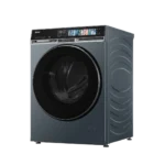 Left view of Haier All-in-One Front Load Washer Dryer 14kg Wash 8kg Dry with digital LED display and dark grey finish.