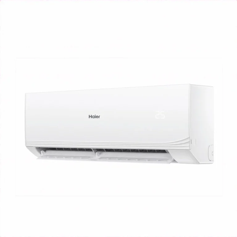 Left view of Haier 1.5 Ton Non Inverter Split Air Conditioner 18Aquacool with digital display.
