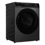 Front view of Haier 9 KG Inverter Front Load Washing Machine HW90-BP12357S8 with LED display and large dark door.