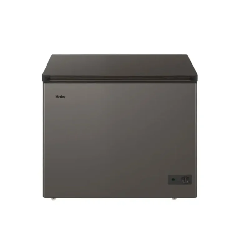 Haier HCF-340SM 301 Liters Chest Freezer with mechanical control knob and status light.