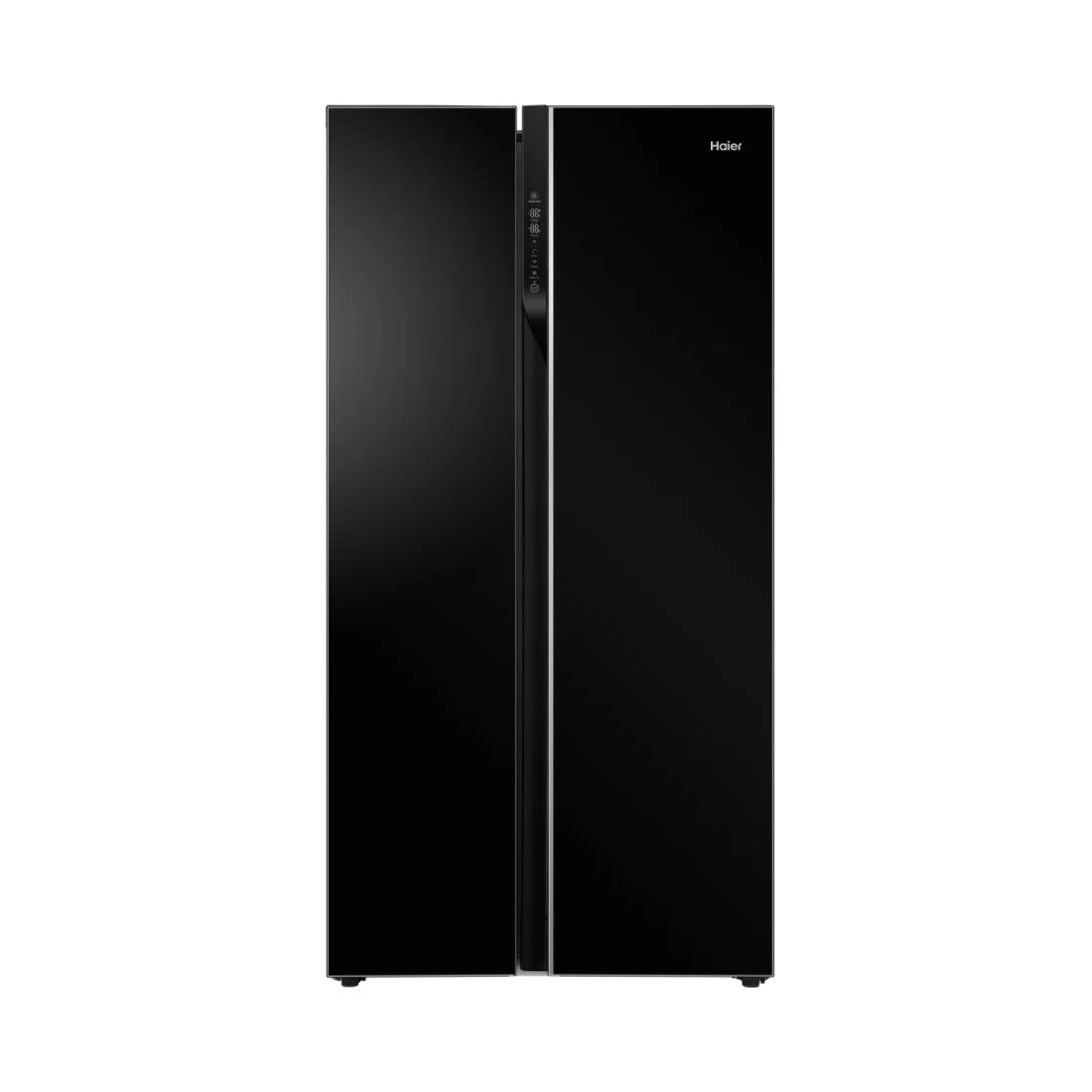 Haier HRF-622IBG 600L Side-by-Side Refrigerator Haier HRF-622IBG 600 Liters Side-by-Side No Frost Refrigerator with Sleek Black Glass Design and Vertical Display.