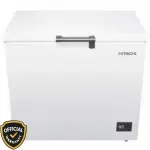 Front view of Hitachi HRCJ9200MNWBD 200L Chest Freezer in white color.