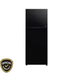 Front view of Hitachi R-VGY490PB0 (GBK) 443L New Stylish Luxury Top Freezer Refrigerator in Glass Black finish.