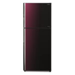 Hitachi R-VG490P8PB 443L Stylish Line Refrigerator with Gradation Maroon-Black glass finish.