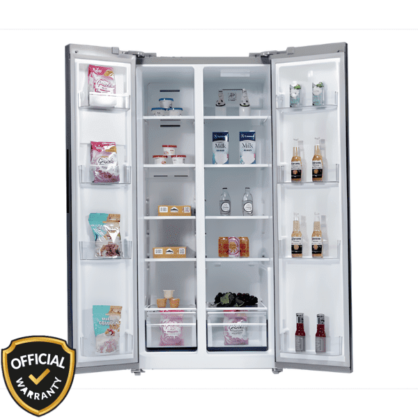 Kelvinator KRS-537SBW 537 Liter Inverter Refrigerator with Water Dispenser in black glass Open View