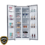 Kelvinator KRS-537SGX 537 Liter Inverter Refrigerator in grey glass finish Open View.