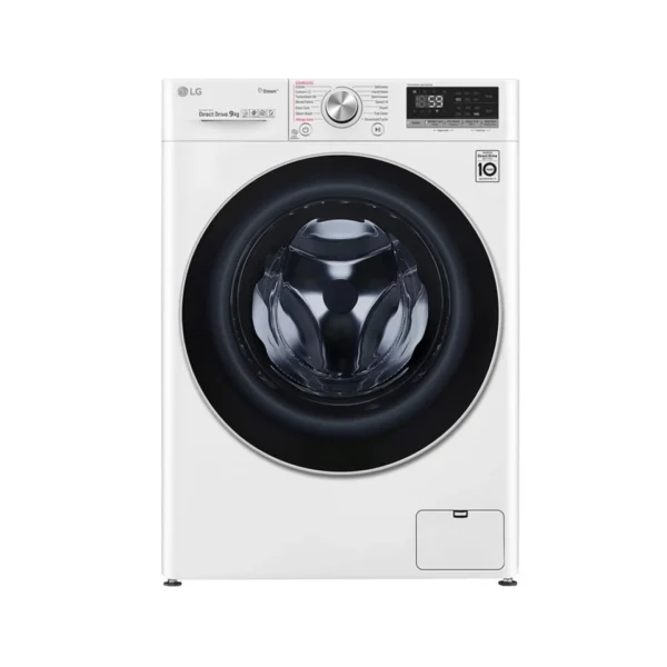LG 9kg Fully Automatic Front Load Washing Machine FV1409S3W with AI DD and Steam technology in White.
