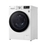 Left view of LG 9kg Fully Automatic Front Load Washing Machine FV1409S3W with AI DD and Steam technology in White.