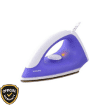 Philips GC098 750 Watt Dry Iron in purple and white color with non-stick soleplate and indicator light.