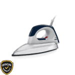 Side view of Philips GC101 750-Watt Dry Iron in blue and white color with HV-coated soleplate.