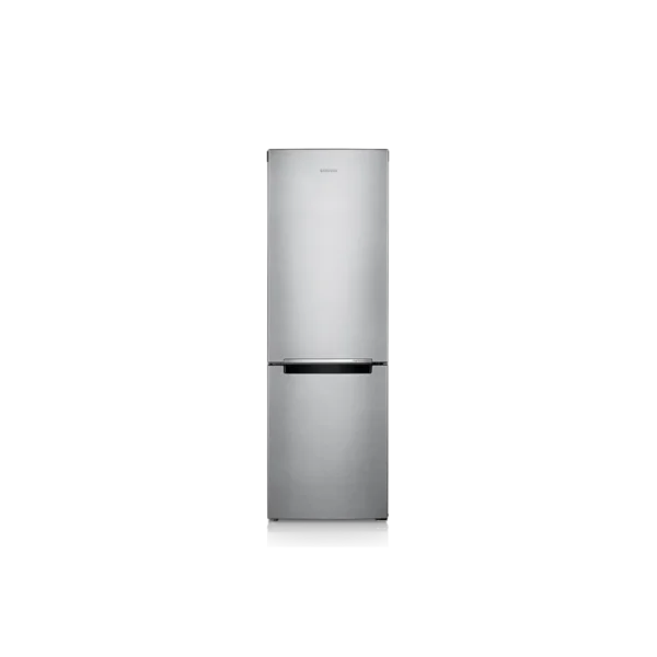 Samsung 310 Liters Bottom Mount Refrigerator with eye-level refrigeration and sleek silver finish.
