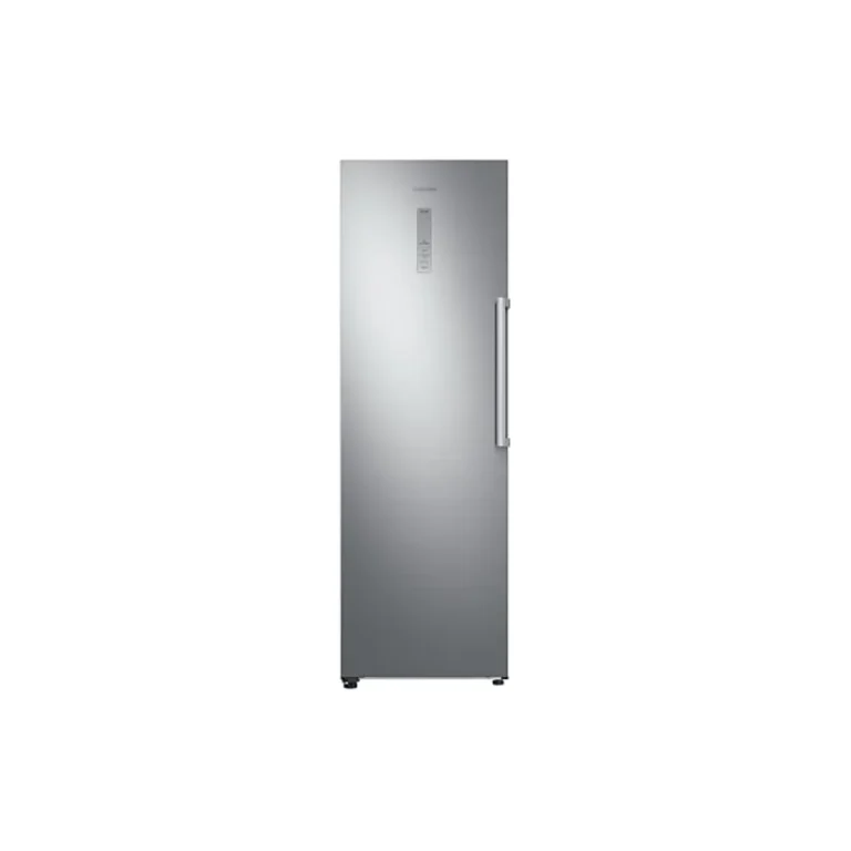 Samsung 315 Liters Upright Vertical Freezer in silver color with front digital display and sleek handle.