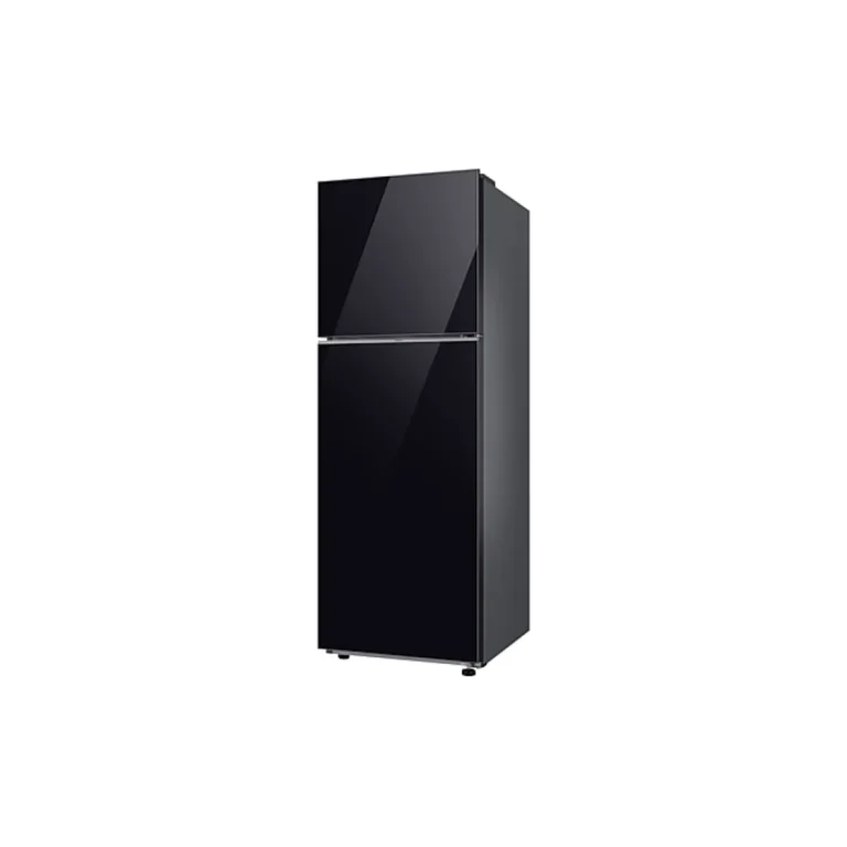 Left view of Samsung 348 Liters Bespoke AI Top Mount Refrigerator with Premium Black Glass Finish and AI Energy Saving Mode