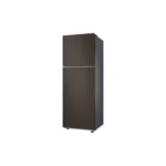 Left view of Samsung 10.8 cu.ft. Bespoke Top Mount Freezer Refrigerator with AI Energy Mode in Cotta Charcoal finish.