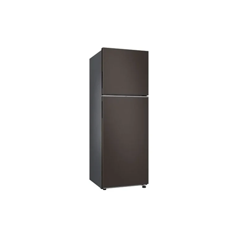 Right view of Samsung 10.8 cu.ft. Bespoke Top Mount Freezer Refrigerator with AI Energy Mode in Cotta Charcoal finish.