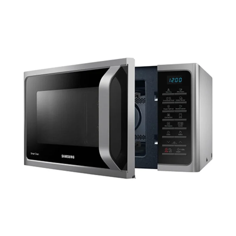 Right view of Samsung 28L Smart Convection Microwave Oven MC28H5025VS/D2 with Silver/Stainless Steel finish and digital control panel.