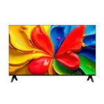 Front view of TCL 32S5K 32 Inch FHD QLED Google TV displaying colorful graphics.