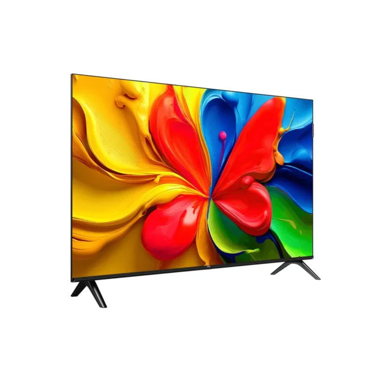 Left side view of TCL 32S5K FHD QLED Google TV showing slim bezels.
