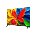 left view of TCL 43S5K 43 inch FHD QLED Google TV with colorful display.