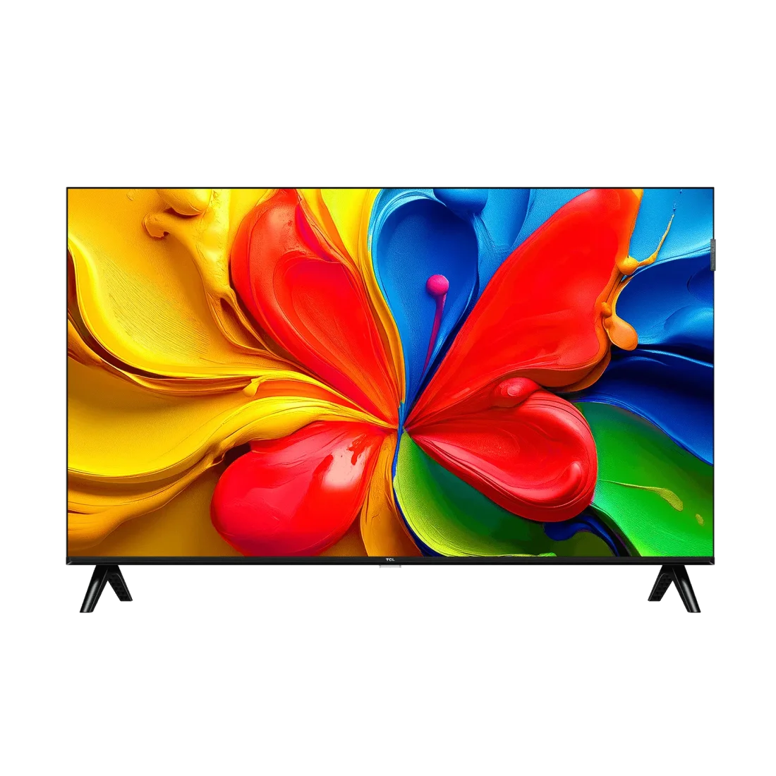 TCL 43S5K 43 Inch TV Front view of TCL 43S5K 43 inch FHD QLED Google TV with colorful display.
