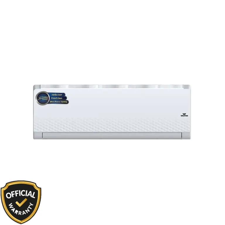 Front view of Walton 1.5 Ton Intelligent Inverter Air Conditioner WSI-DIAMOND-18M featuring Frost Clean and Turbo Cool technology.