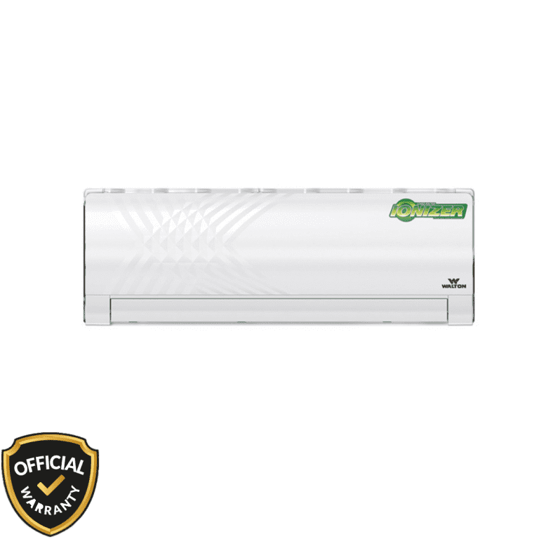 Walton 1 Ton Non Inverter AC WSN-KRYSTALINE-12F featuring Ionizer technology and digital temperature display.