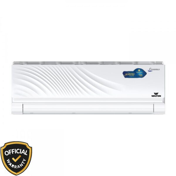 Front view of Walton 1 Ton Oceanus Intelligent Inverter AC WSI-OCEANUS-12J in white with premium wavy design.