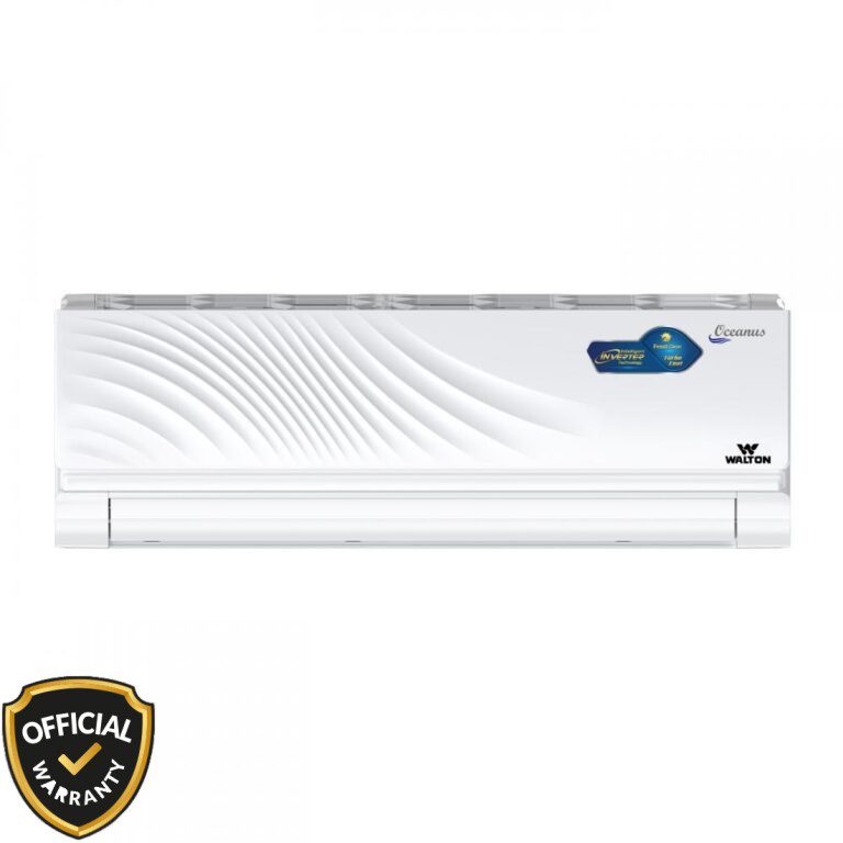 Front view of Walton 1 Ton Oceanus Intelligent Inverter AC WSI-OCEANUS-12J in white with premium wavy design.