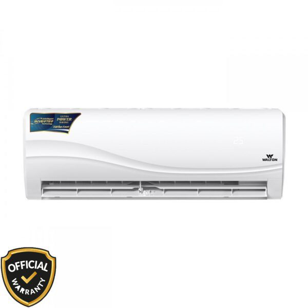 Front view of Walton 1 Ton Riverine Prime Intelligent Inverter AC WSI-RIVERINE (PRIME)-12J in white showing digital temperature display.