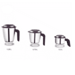 Philips Mixer Grinder HL7505 in white and purple color with three stainless steel jars for dry and wet grinding.