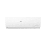 Front view of Haier HSU-24CleanCool 2 Ton Inverter Air Conditioner with digital display and sleek white finish.