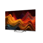 Front view of Haier H32S80GFX 32 Inch QLED FHD Google TV with sleek bezel-less design and vibrant colors.
